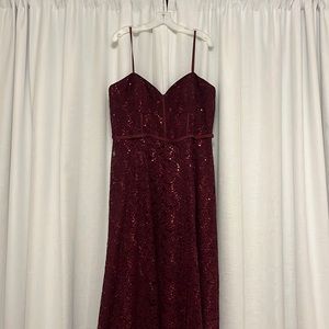 Maroon Sequined Evening Gown